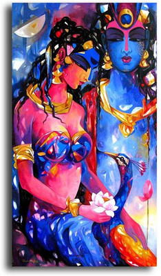 PIXELARTZ Canvas Painting - Radhe Krishna Painting (21 X 35) - Without Frame Digital Reprint 35 inch x 21 inch Painting(Without Frame)