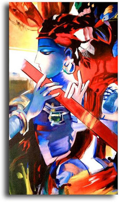 PIXELARTZ Canvas Painting - Jai Sri Krishna - Radhe (21 X 35) - Without Frame Digital Reprint 35 inch x 21 inch Painting(Without Frame)