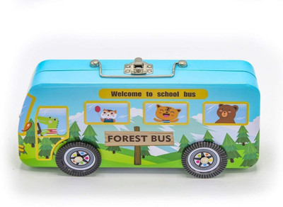 

TECHNOCHITRA WELCOME TO SCHOOL BUS SCHOOL BUS Art Metal Pencil Box(Set of 1, Light Blue)