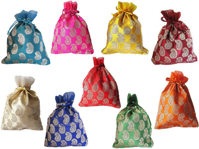 

Muccasacra Festival & Wedding Gifting Keri Keri Multicolour Shagun Return Gift Pouch Potli (pack of 9) Potli(Multicolor)