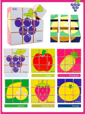 

Happy GiftMart 9 Piece Colorful Wooden Block Picture Puzzle for Toddlers and Small Children / Baby Fruits(5 Pieces)