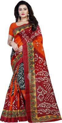 Vimalnath Synthetics Printed Bandhani Cotton Silk Saree(Red)