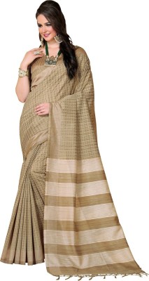 Ratnavati Printed Bollywood Cotton Blend, Art Silk Saree(Brown)