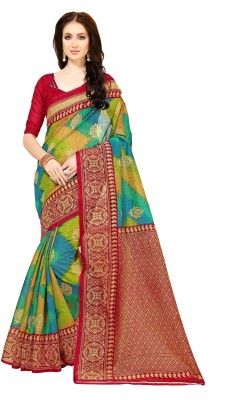 Aaghnya Printed Bollywood Silk Blend Saree(Multicolor)