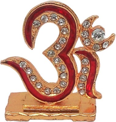 9facts OM Sign Statue God Shiva Car Dashboard Idol Spiritual Vastu Pooja Figurine Sculpture / Designer Stone Studded Puja Religious Idol Decorative Showpiece Decorative Showpiece  -  4 cm(Gold Plated, Gold)