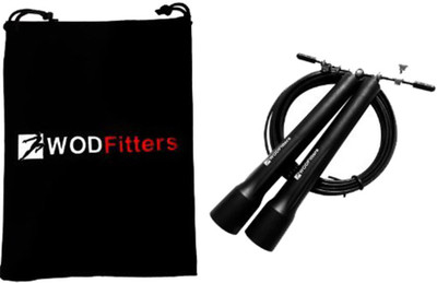 

WODFitters Bearing PRO Adjustable Double Under Jump Rope Ball Bearing Skipping Rope(Grey, Length: 25 cm), Black