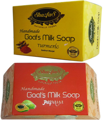 ShazfaS Goat's Milk Soap Combo (Turmeric Soap and Papaya Soap)(1 g, Pack of 2)