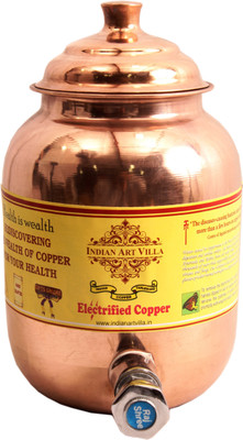 

IndianArtVilla Pure Copper 1.5 Ltr. Water Pot Storage Tank With Tap Kitchen Home Garden Health Ayurveda 1.5 L Drum(Copper, Pack of 1)