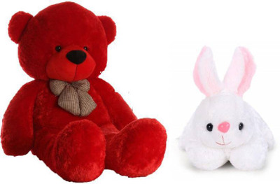 

Riva 4 feet Long Cute teddy bear White Cute Soft Rabbit Toy -121 cm (red, White) - 121 cm(Red, White)