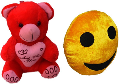 

Red Ballons Red Teddy and smiley Pillow - 10 cm(Red And Yellow)