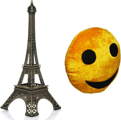 

Red Ballons Combo of eiffel tower and smiley Pillow - 10 cm(Multicolor)