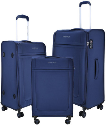 

Nasher Miles Equator Soft Sided Ultra-Light (7.5 Kgs) Luggage Set of 3 Navy Blue Bags (45, 57 & 69 Cm) Check-in Luggage -  inch(Blue