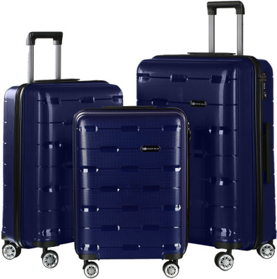 

Nasher Miles Santorini PP Hard-Sided Luggage Set Of 3 Trolley/Travel/Tourist Bags (55, 65 & 75 Cm) Navy Blue Check-in Luggage -  inch(Multicolor