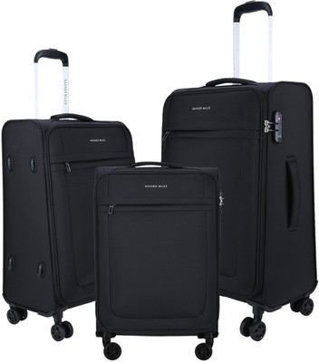 

Nasher Miles Equator Soft Sided Ultra-Light (7.5 Kgs) Luggage Set of 3 Black Bags (45, 57 & 69 Cm) Check-in Luggage -  inch(Black