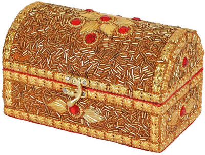 

Jaipuri Craft Golden Decorative Handicraft Pearl Jewelry Box Vanity Box(Golden)