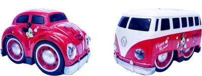 

Montez Pull Back Red Cartoon Printed Metal Model Car and Van Toy with Light and Sound(Red)