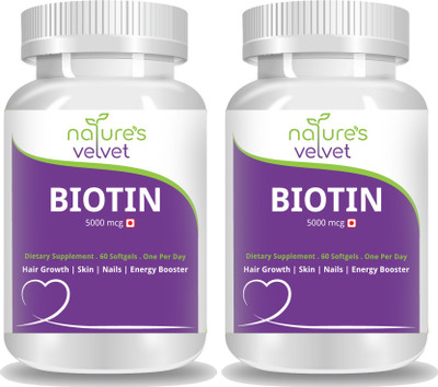 

Natures Velvet Lifecare Biotin 5000mcg, 60 Softgels - Pack of 2(120 No)