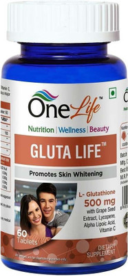 

OneLife Gluta Life for Skin Whitening (30 Tablets ) L- Glutathione 500 mg(850 mg)