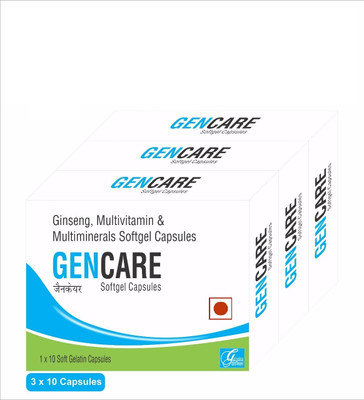 

GENCARE Ginseng , Palmitate & Lycopene ,Multivitamin & Multimineral - Blister Packs OF 10(42 mg)