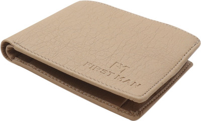 

First Man Men Casual Beige Artificial Leather Wallet(5 Card Slots), Cream
