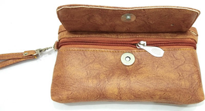 

radhe creation Women Brown Genuine Leather Money Clip(2 Card Slots), Dark brown