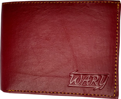 

wary Men Red Genuine Leather Wallet(3 Card Slots), Dark red