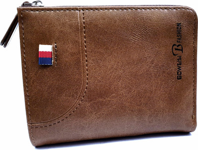 

BOWEISI B FASHION Boys Brown Artificial Leather Wallet(5 Card Slots), Light brown