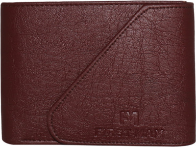 

First Man Men Brown Genuine Leather Wallet(3 Card Slots), Dark brown