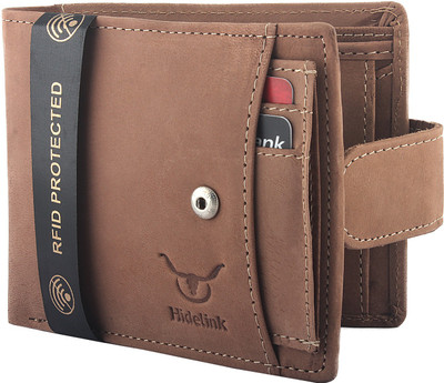 

Hidelink Men Casual Brown Genuine Leather Wallet(5 Card Slots)
