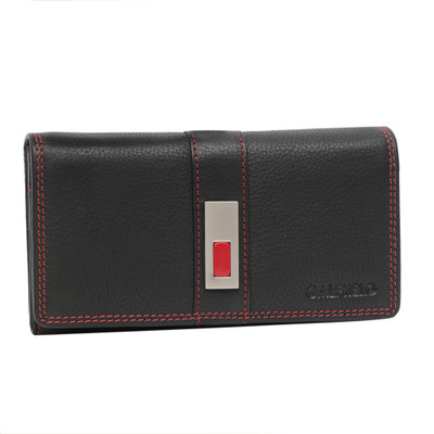 

Calfnero Women Multicolor Genuine Leather Wallet(8 Card Slots), Black-red