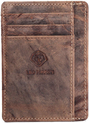 

LEO TORRESI Men Brown Genuine Leather Card Holder(6 Card Slots), Multi