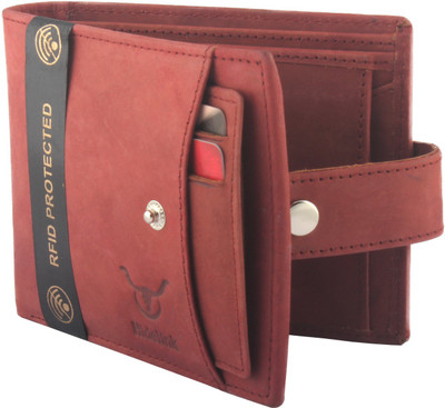 

Hidelink Men Casual Brown Genuine Leather Wallet(5 Card Slots), Reddish brown
