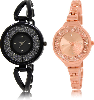 

The Shopoholic New Stylist Latest Black And Rose Gold Dial Analog Watch For Girls Watch For Womens White With Pink Watch - For Women