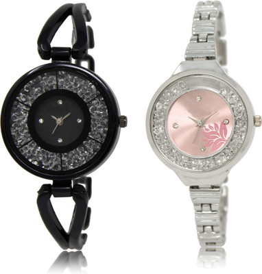 

The Shopoholic Best Combo Pack Black And Pink Dial Analog Watch For Girls Watches For Women Diamond Watch - For Women