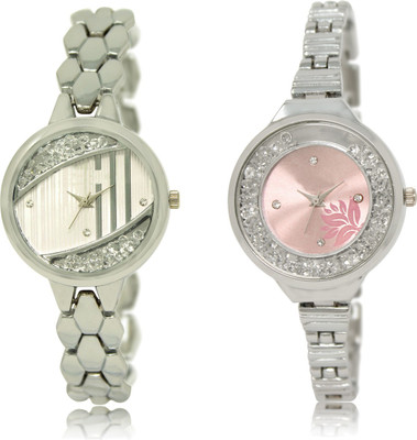 

The Shopoholic Latest Fashionable Silver And Pink Dial Analog Watch For Girls Watch For Girls Black Watch - For Women