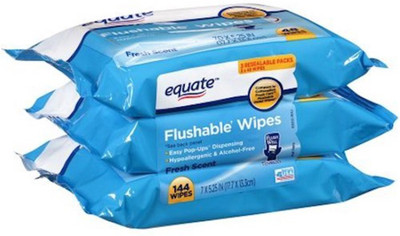 Equate Flushable Wipes Compared to Cottonelle Fresh (48Ct Ea), Pack of 3(3 Pieces)