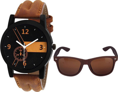 

Fancy Wayfarer, Analog Watch Combo(Brown)