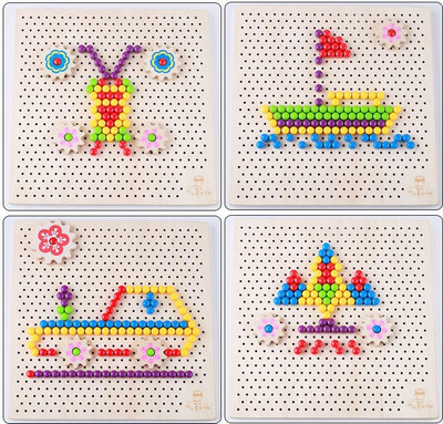 

SN toy zone High Quality Wooden Boards with Colourful Variety Pixel Plastic Pin Buttons to Create Artistic Design for Kids
