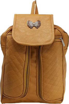

XSPACE Artificial Leather Backpack Unique Design College Office School Casual Bag for Women and Girls - Storage of Notebook Mobile Phone Camera, Travel Hiking Organizer Bag for Student, Girls and Women 11 Backpack(Orange), Peach
