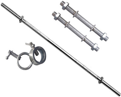 

StepInnStore "3"ft Straight Bar With "2" Steel Locks And Steel Dumbbell Rod Set Weight Lifting Bar(Silver)