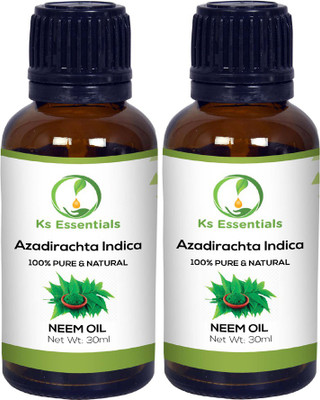 

Ks Essentials 100% Pure Neem Oil Cold Pressed Natural & Undiluted For Skincare,Hair Care(30mlEach(30 ml)