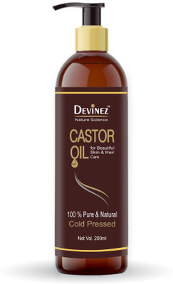 

Devinez 100% Pure Castor Cold Pressed Oil, For long, silky & Frizz free straight hair, Improves Split Ends, Eye brow & Eye leashes(200 ml)