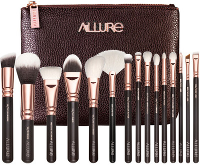 

Allure Professional Makeup Brushes for Face and Eyes # Rose Gold - (RGK-15) with Premium Clutch(Pack of 15)