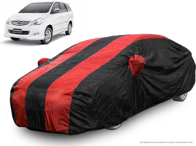 QualityBeast Car Cover For Toyota Innova (With Mirror Pockets)(Red, Black)