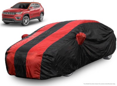 QualityBeast Car Cover For Jeep Compass (With Mirror Pockets)(Red, Black)