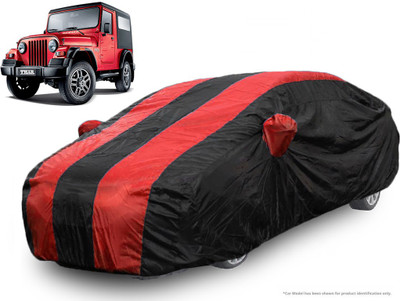 QualityBeast Car Cover For Mahindra Thar (With Mirror Pockets)(Red, Black)