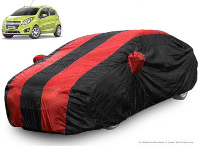 QualityBeast Car Cover For Chevrolet Beat (With Mirror Pockets)(Red, Black)