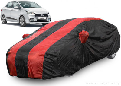 QualityBeast Car Cover For Hyundai Xcent (With Mirror Pockets)(Red, Black)