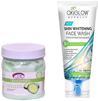 

Pink Root CUCUMBER CREAM 500ML WITH OXYGLOW SKIN WHITENING FACE WASH(Set of 2)