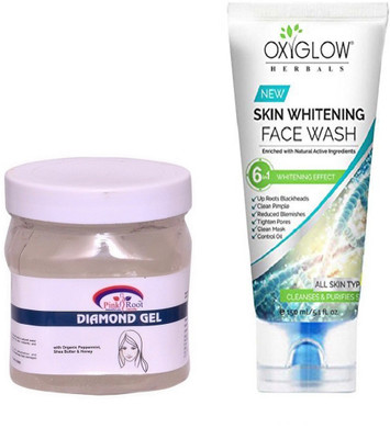 

Pink Root DIAMOND GEL 500ML WITH OXYGLOW SKIN WHITENING FACE WASH(Set of 2)